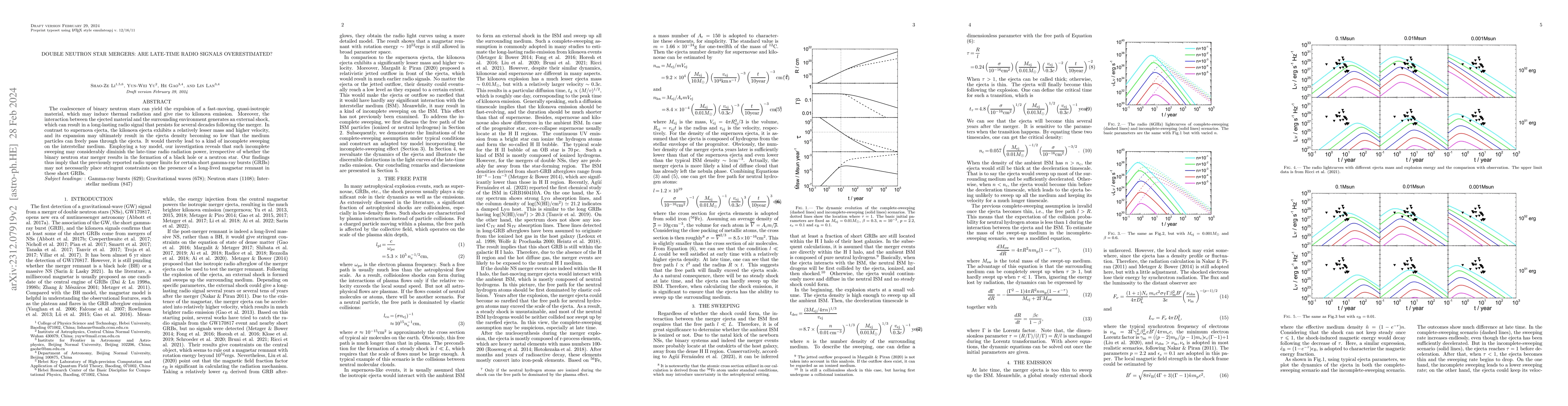 Thumbnail for Double Neutron Star Mergers: Are Late-time Radio Signals Overestimated?