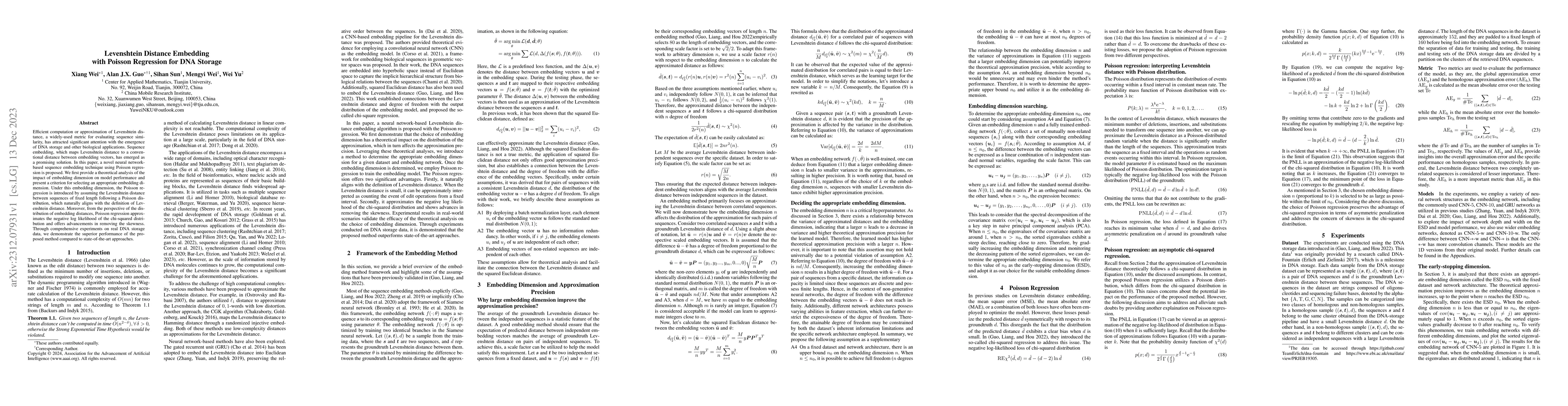 Thumbnail for Levenshtein Distance Embedding with Poisson Regression for DNA Storage