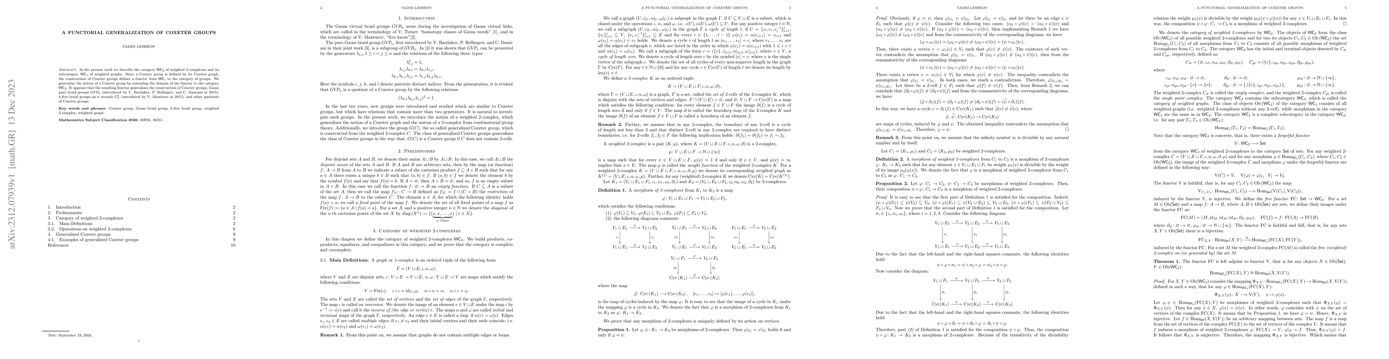 Thumbnail for A Functorial Generalization of Coxeter Groups