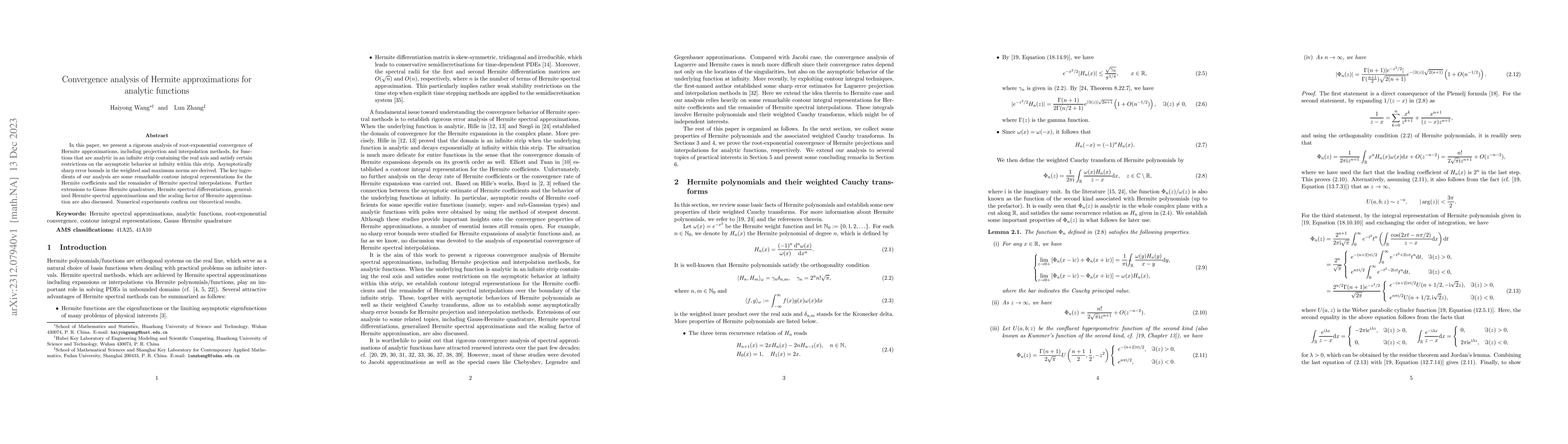 Thumbnail for Convergence analysis of Hermite approximations for analytic functions