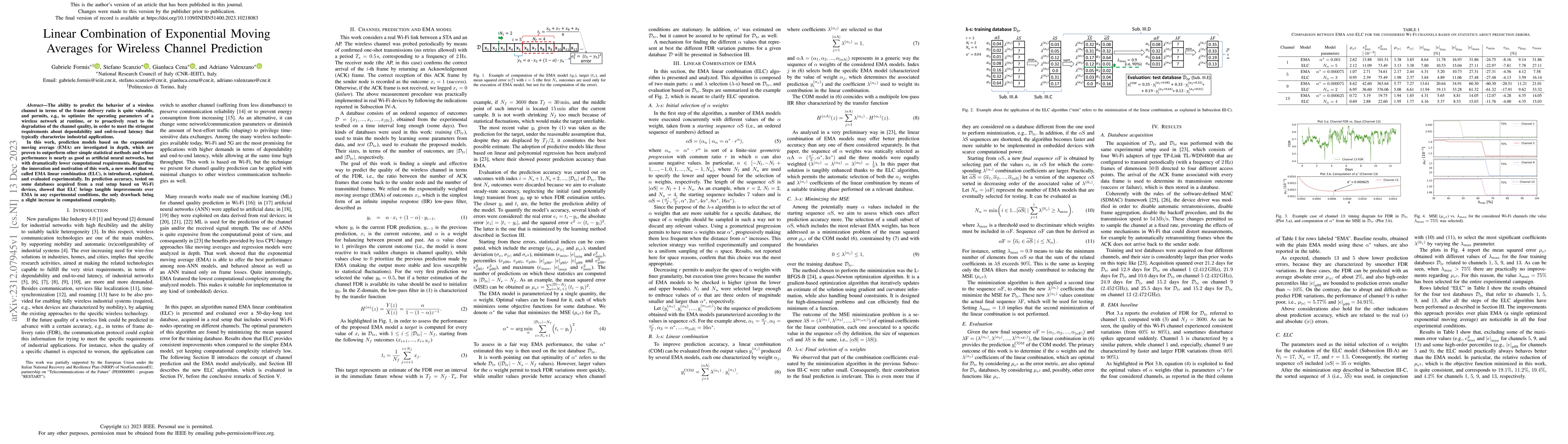 Thumbnail for Linear Combination of Exponential Moving Averages for Wireless Channel
  Prediction