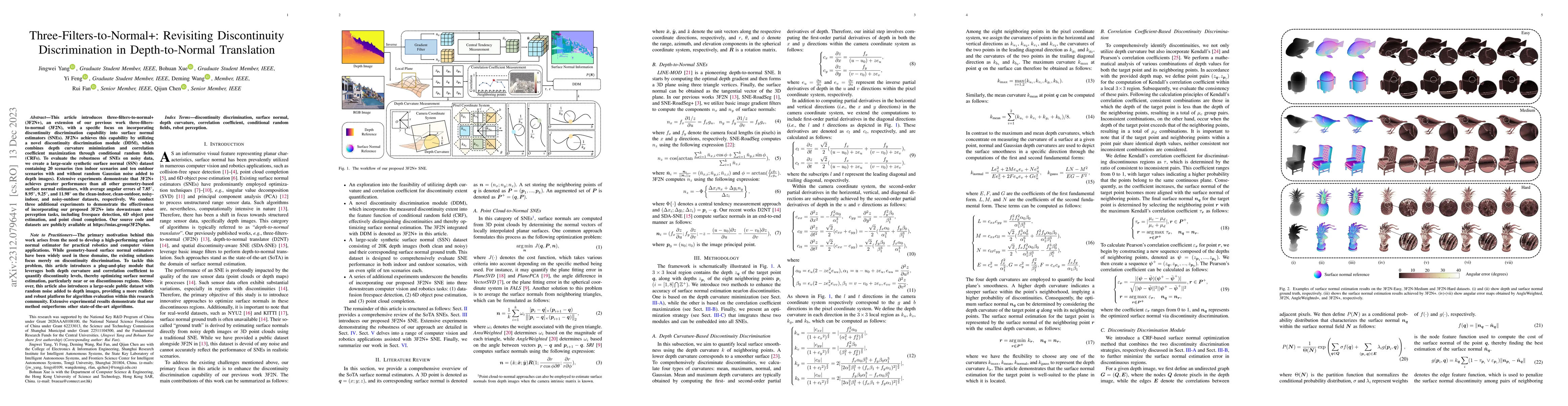 Thumbnail for Three-Filters-to-Normal+: Revisiting Discontinuity Discrimination in
  Depth-to-Normal Translation