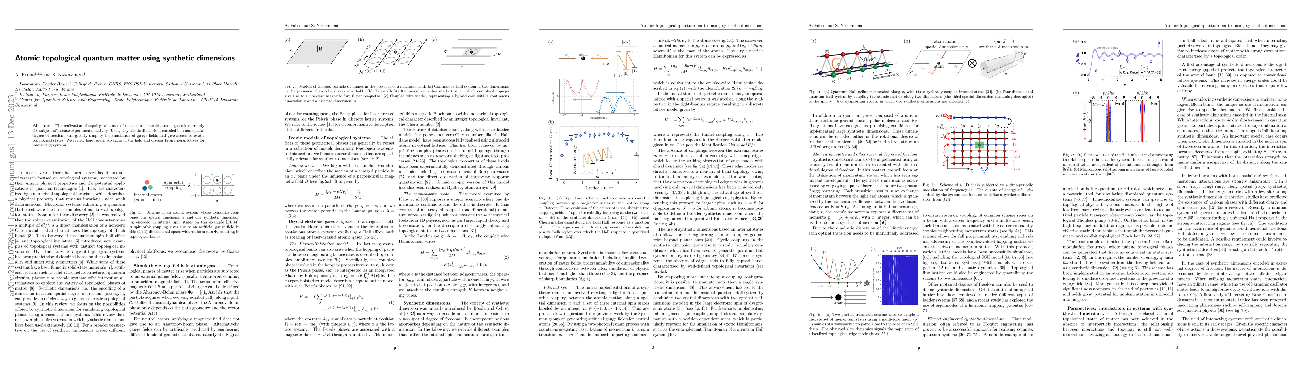 Thumbnail for Atomic topological quantum matter using synthetic dimensions