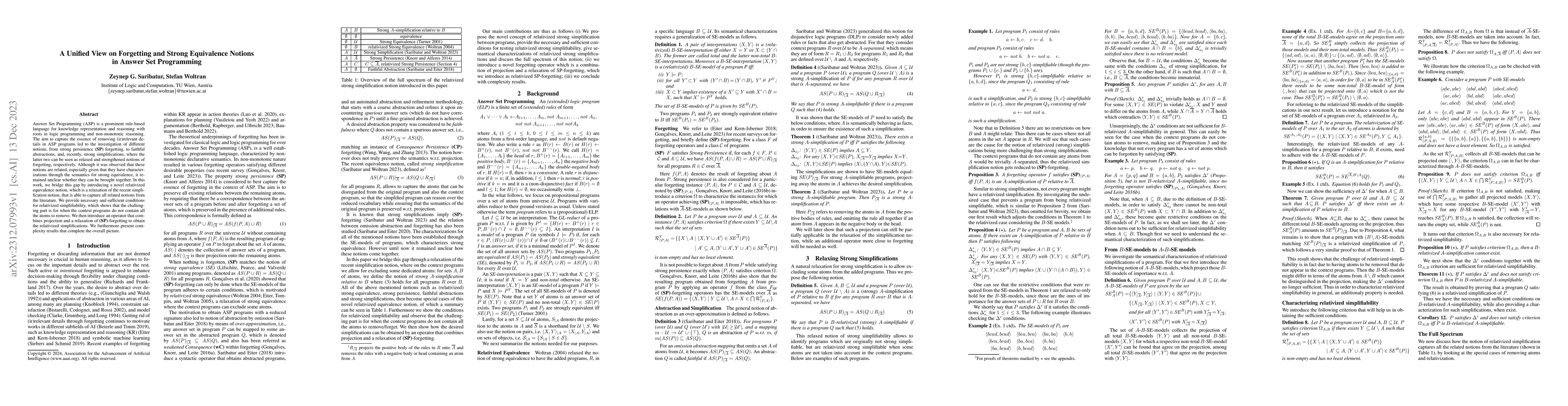 Thumbnail for A Unified View on Forgetting and Strong Equivalence Notions in Answer
  Set Programming