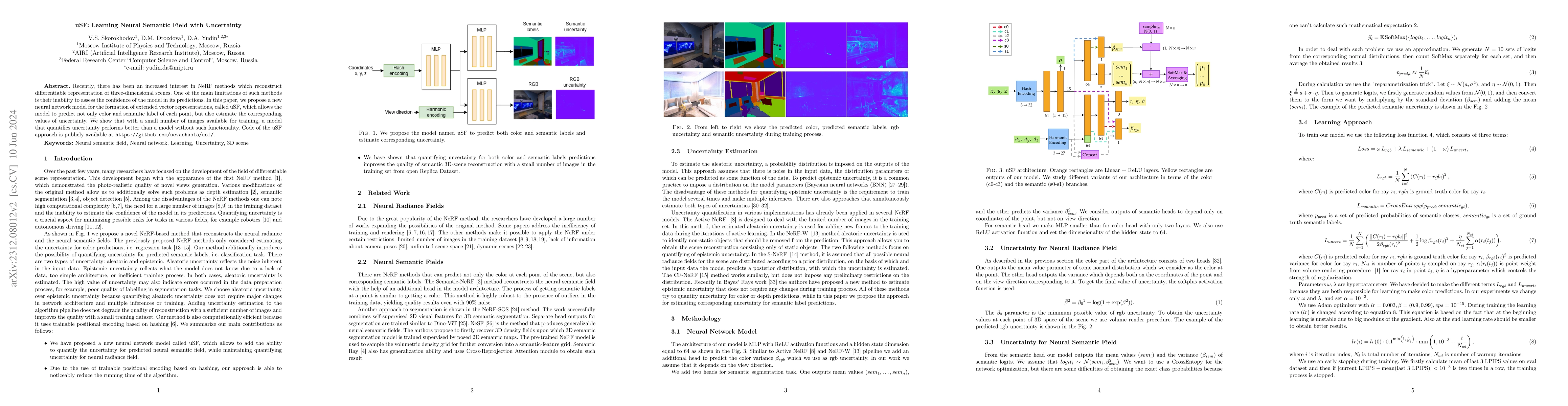 Thumbnail for uSF: Learning Neural Semantic Field with Uncertainty