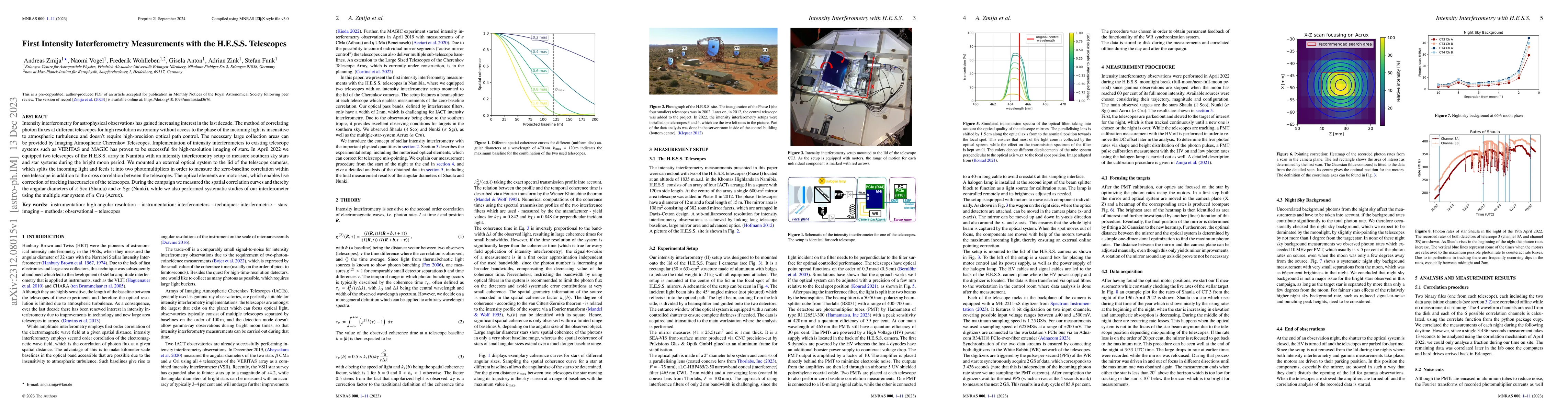 Thumbnail for First Intensity Interferometry Measurements with the H.E.S.S. Telescopes