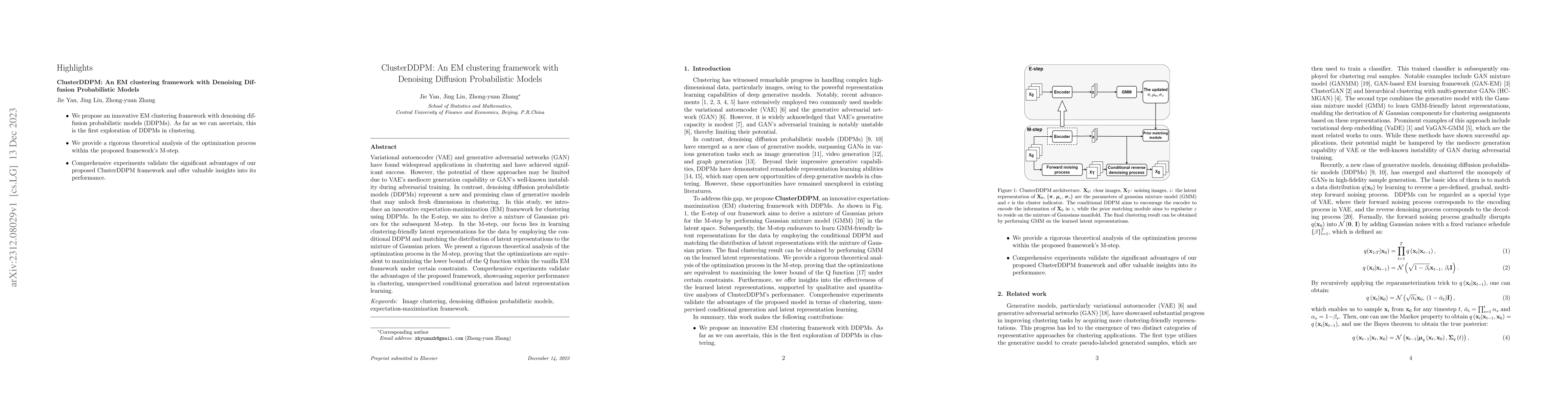 Thumbnail for ClusterDDPM: An EM clustering framework with Denoising Diffusion
  Probabilistic Models