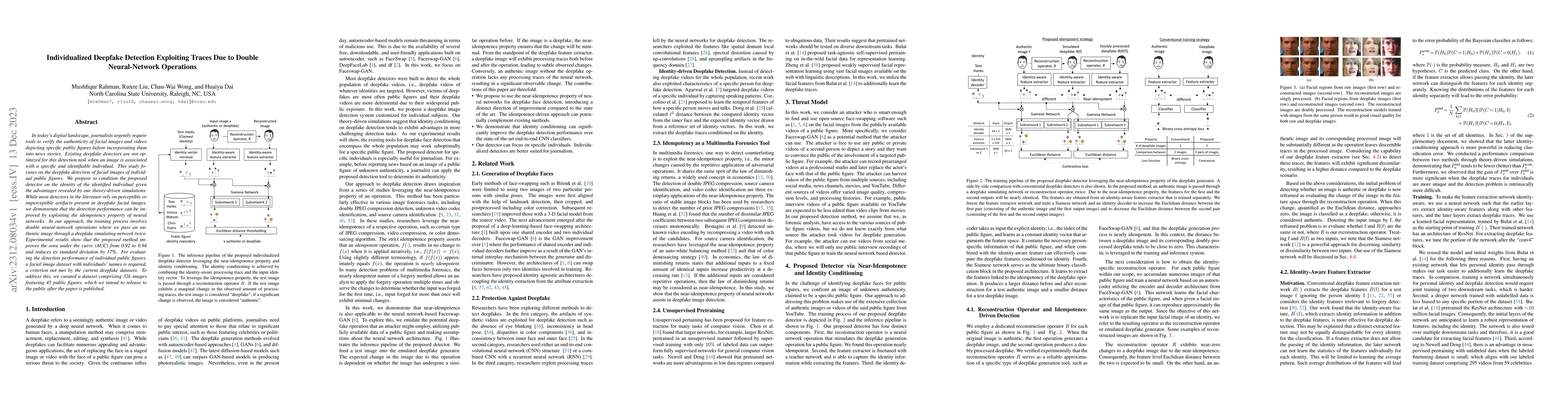 Thumbnail for Individualized Deepfake Detection Exploiting Traces Due to Double
  Neural-Network Operations