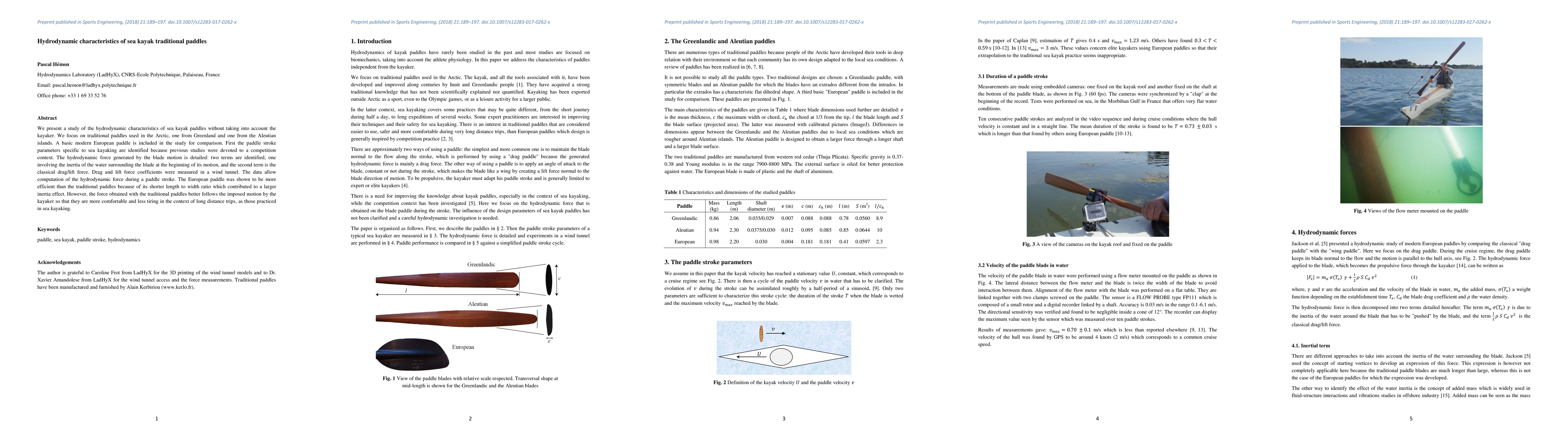 Thumbnail for Hydrodynamic characteristics of sea kayak traditional paddles