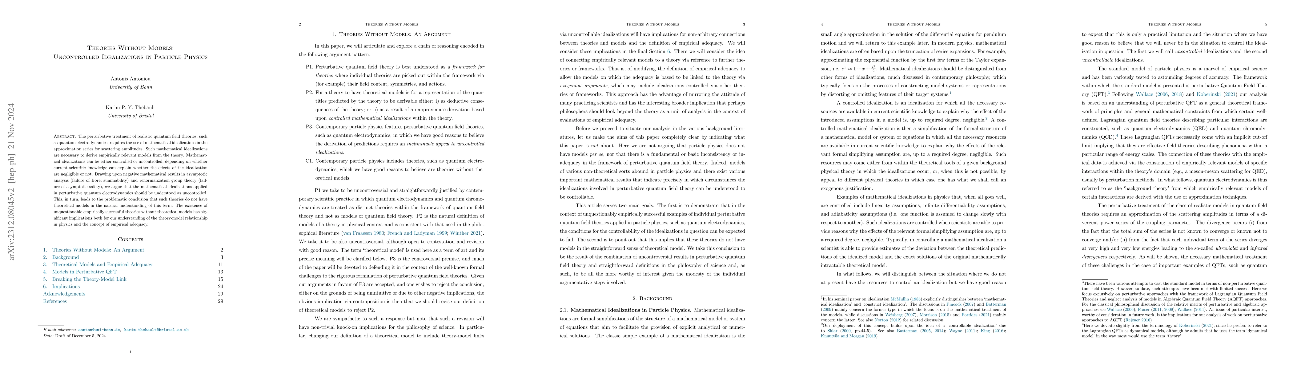 Thumbnail for Theories Without Models: Uncontrolled Idealizations in Particle Physics
