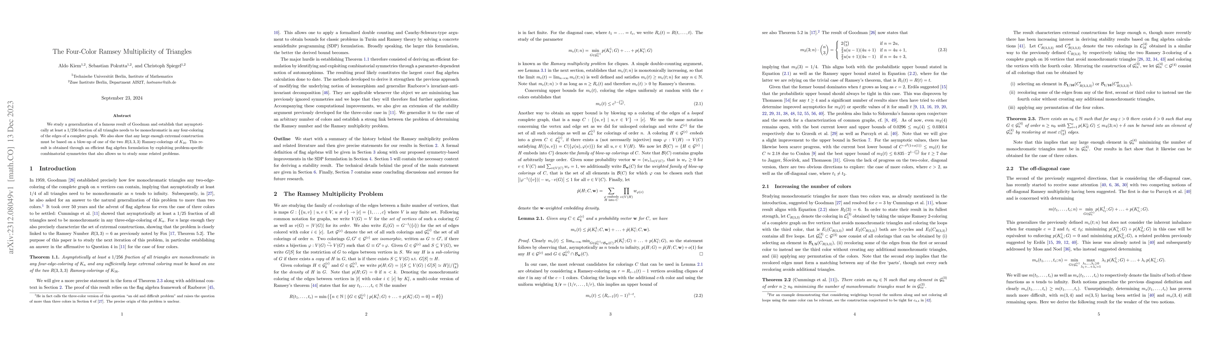Thumbnail for The Four-Color Ramsey Multiplicity of Triangles