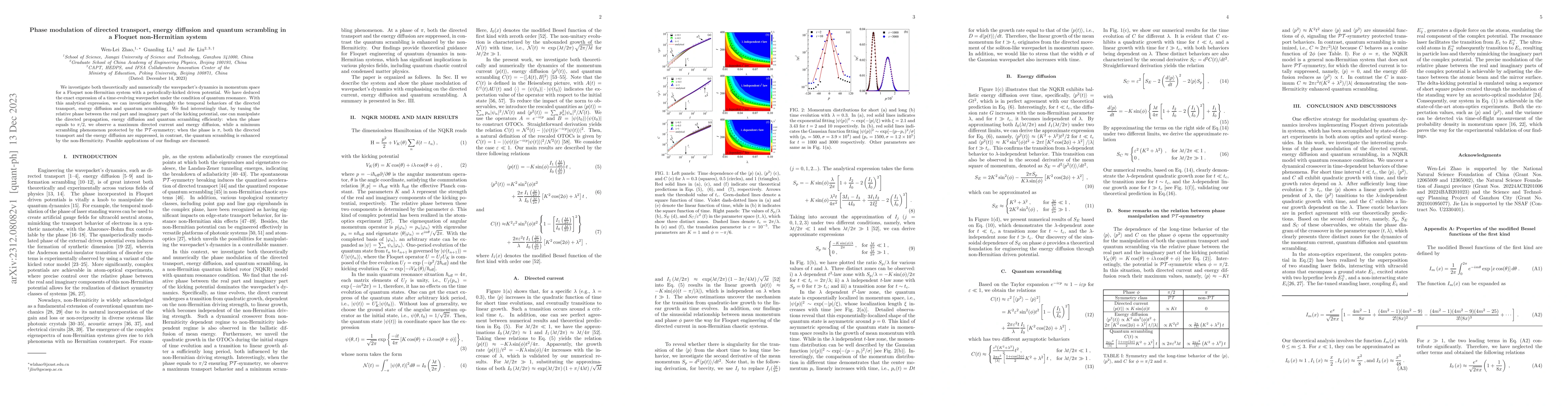 Thumbnail for Phase modulation of directed transport, energy diffusion and quantum
  scrambling in a Floquet non-Hermitian system