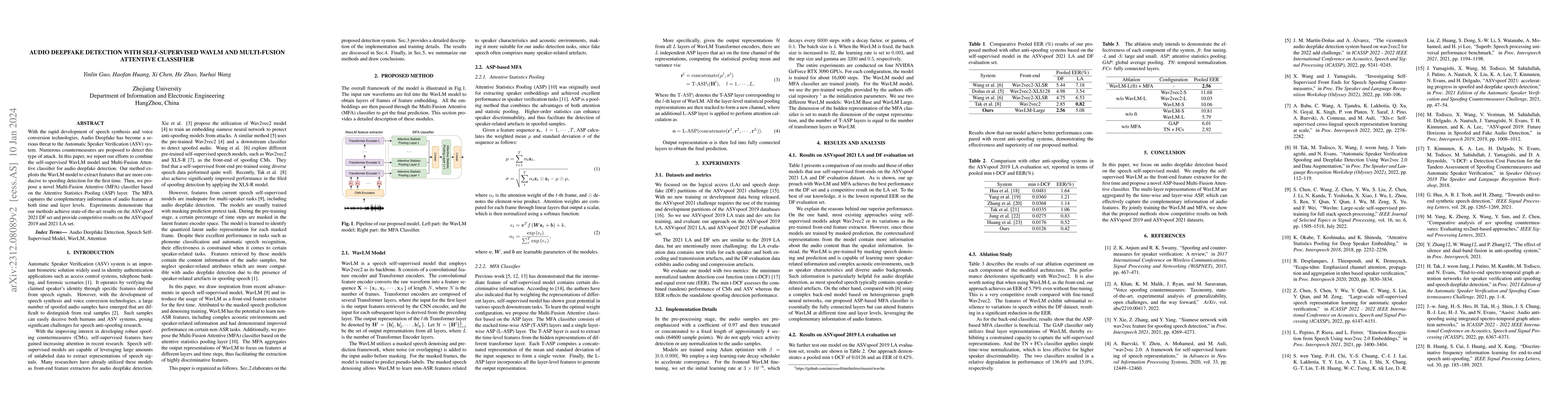 Thumbnail for Audio Deepfake Detection with Self-Supervised WavLM and Multi-Fusion
  Attentive Classifier