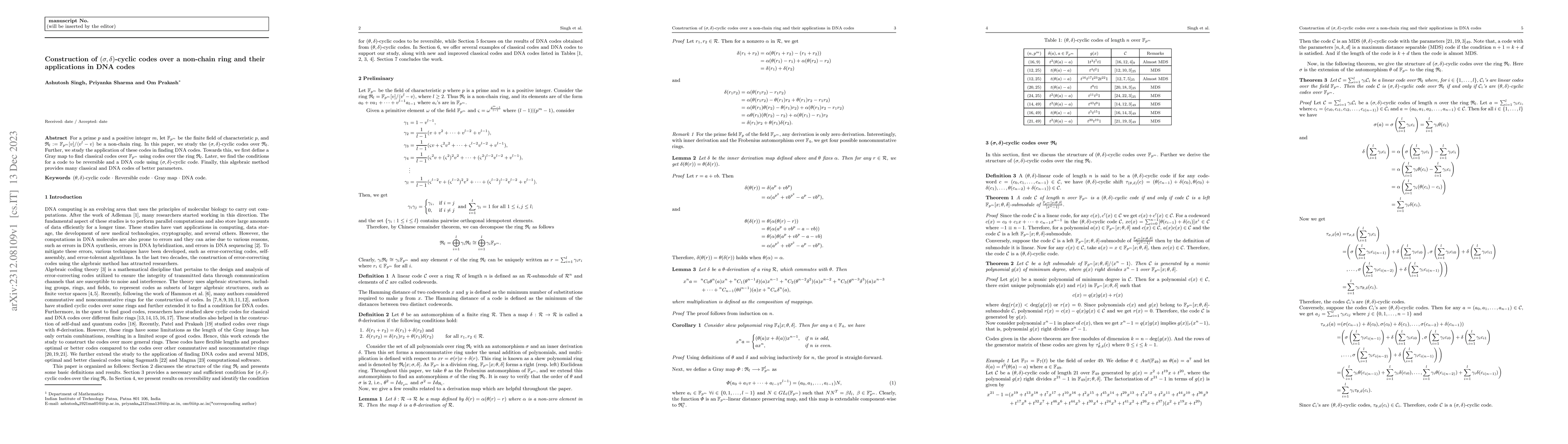Thumbnail for Construction of $(\sigma,\delta)$-cyclic codes over a non-chain ring and
  their applications in DNA codes