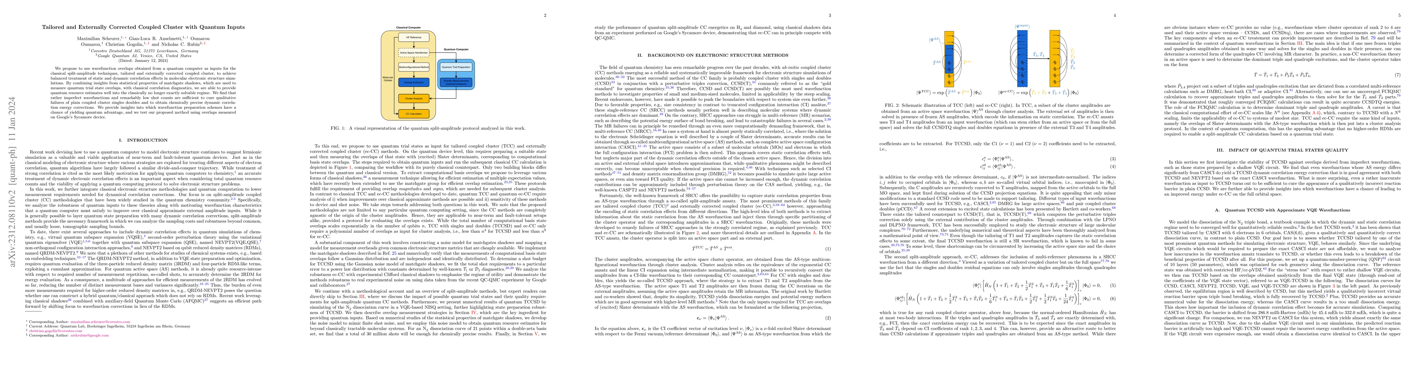 Thumbnail for Tailored and Externally Corrected Coupled Cluster with Quantum Inputs
