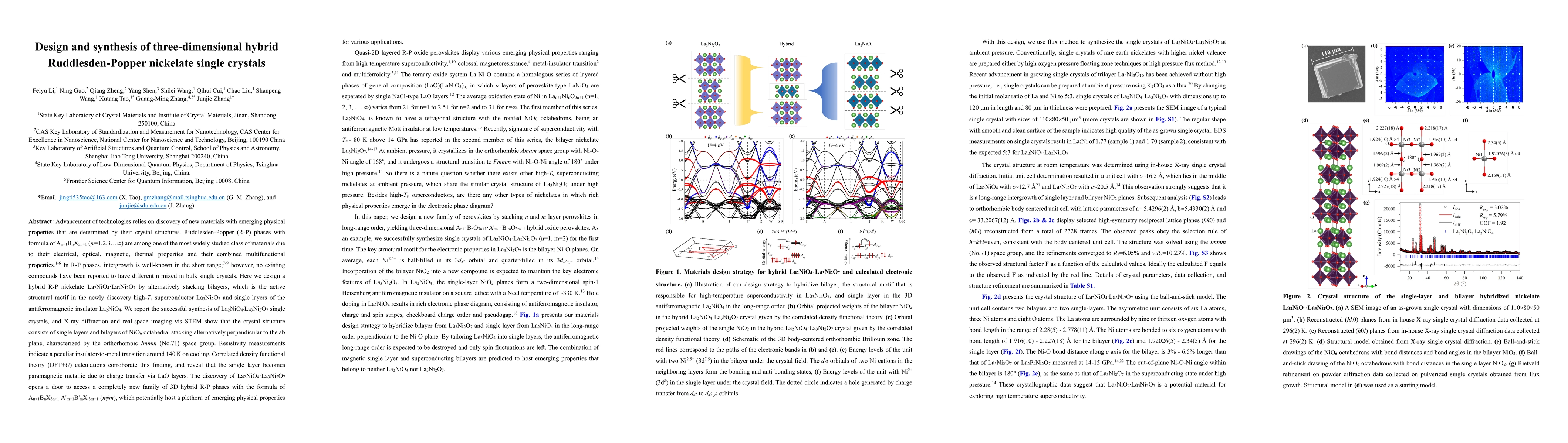 Thumbnail for Design and synthesis of three-dimensional hybrid Ruddlesden-Popper
  nickelate single crystals