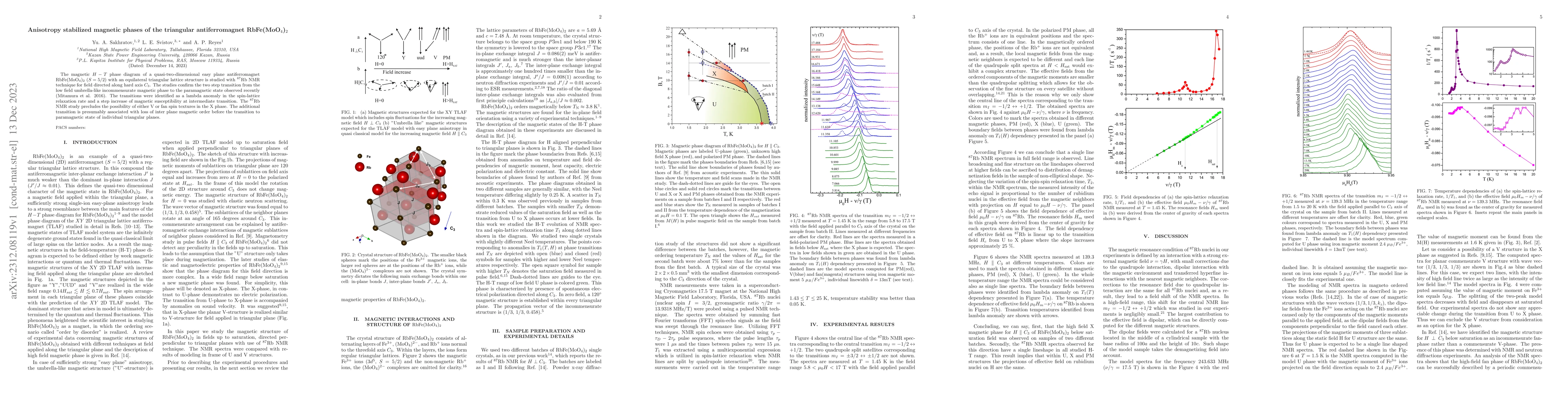 Thumbnail for Anisotropy stabilized magnetic phases of the triangular antiferromagnet
  RbFe(MoO$_4$)$_2$