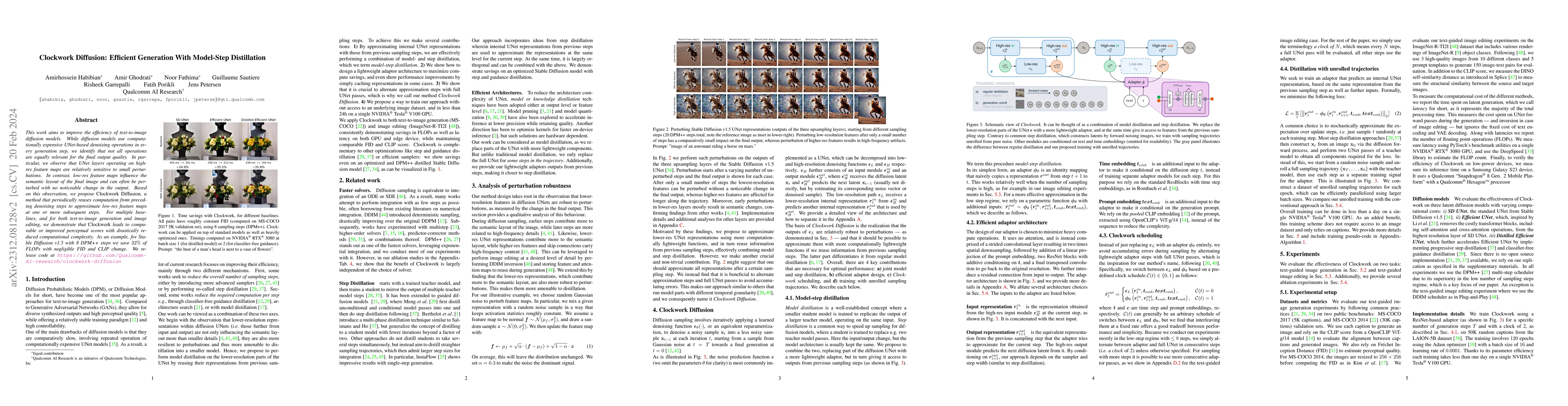 Thumbnail for Clockwork Diffusion: Efficient Generation With Model-Step Distillation