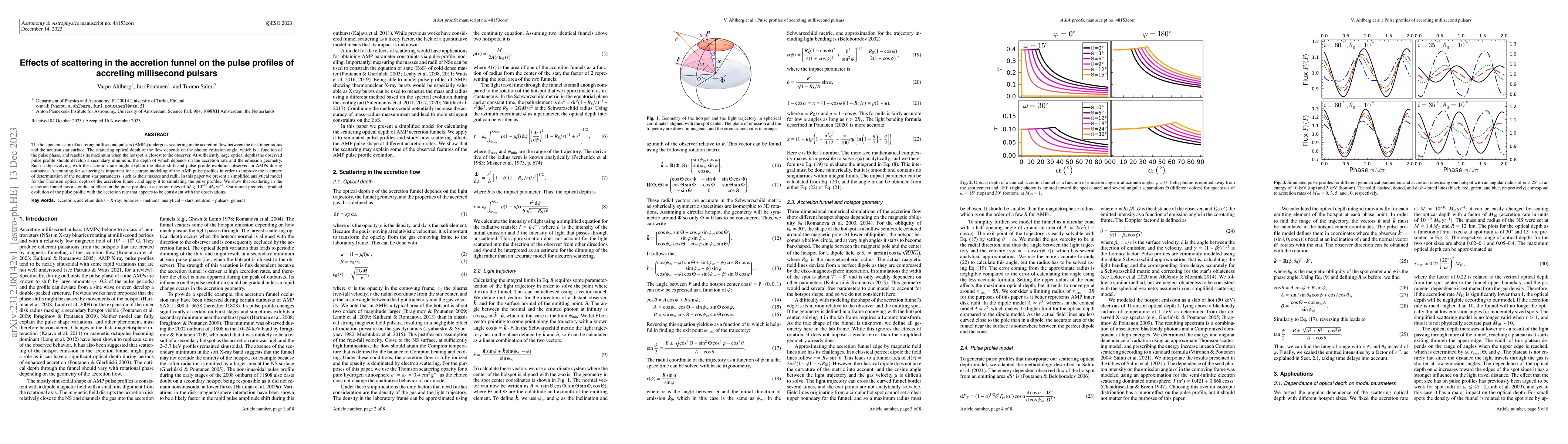 Thumbnail for Effects of scattering in the accretion funnel on the pulse profiles of
  accreting millisecond pulsars
