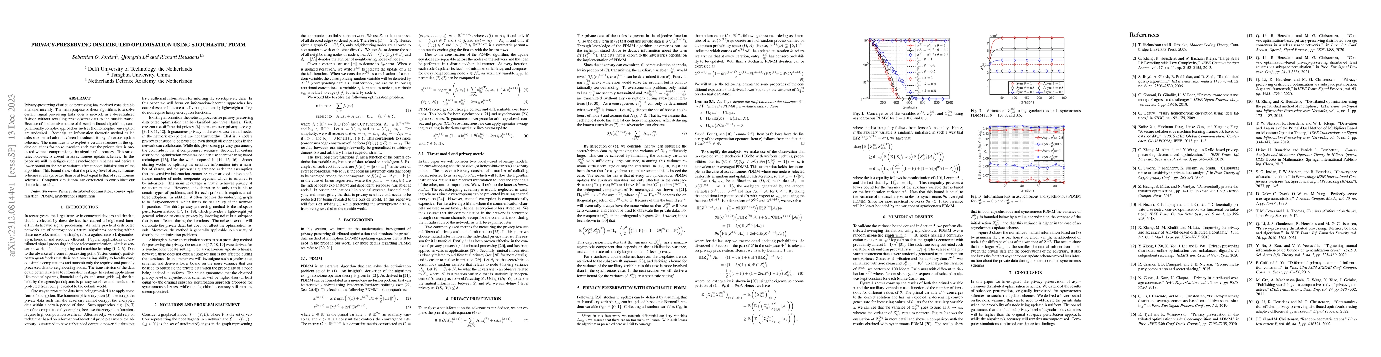 Thumbnail for Privacy-Preserving Distributed Optimisation using Stochastic PDMM