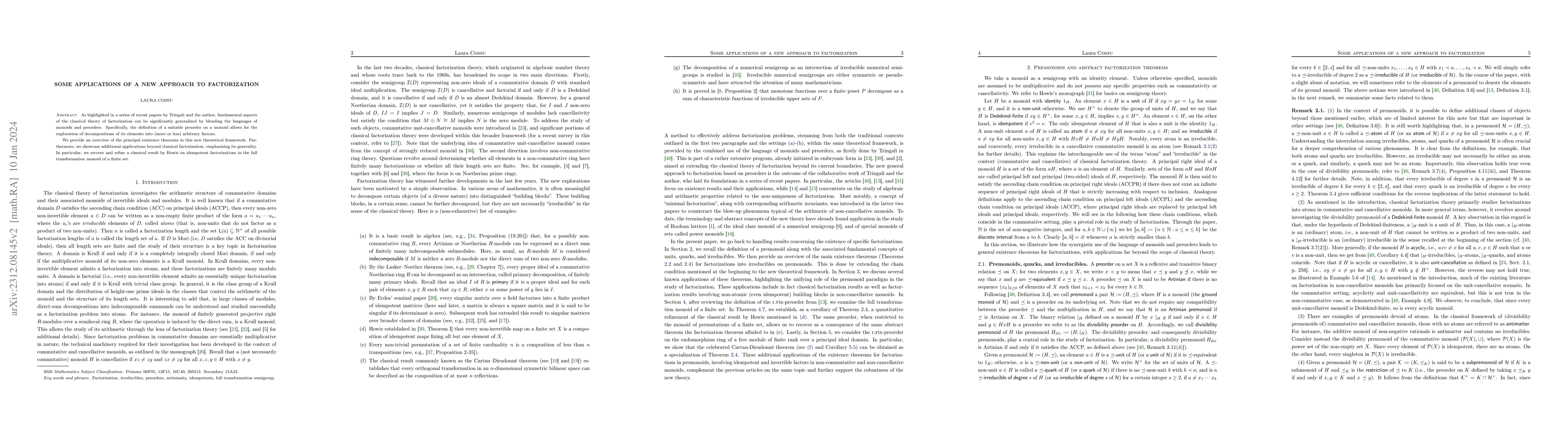 Thumbnail for Some applications of a new approach to factorization