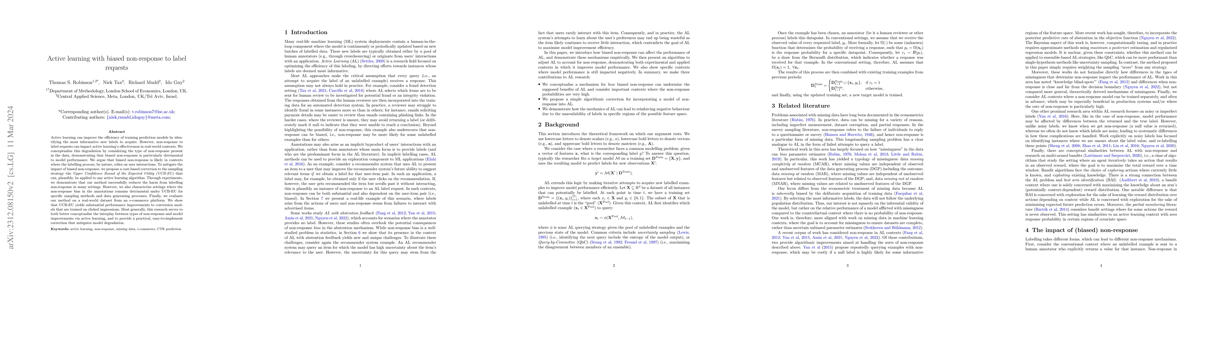Thumbnail for Active learning with biased non-response to label requests