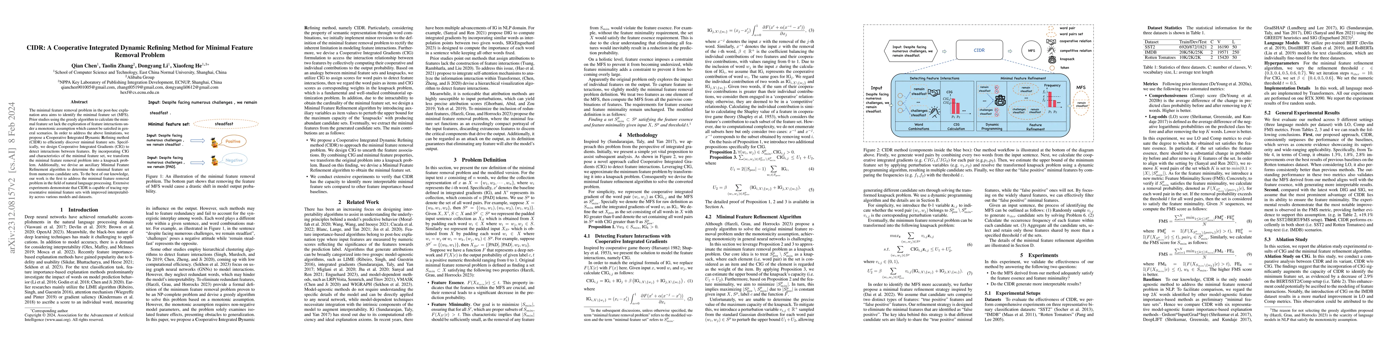 Thumbnail for CIDR: A Cooperative Integrated Dynamic Refining Method for Minimal
  Feature Removal Problem