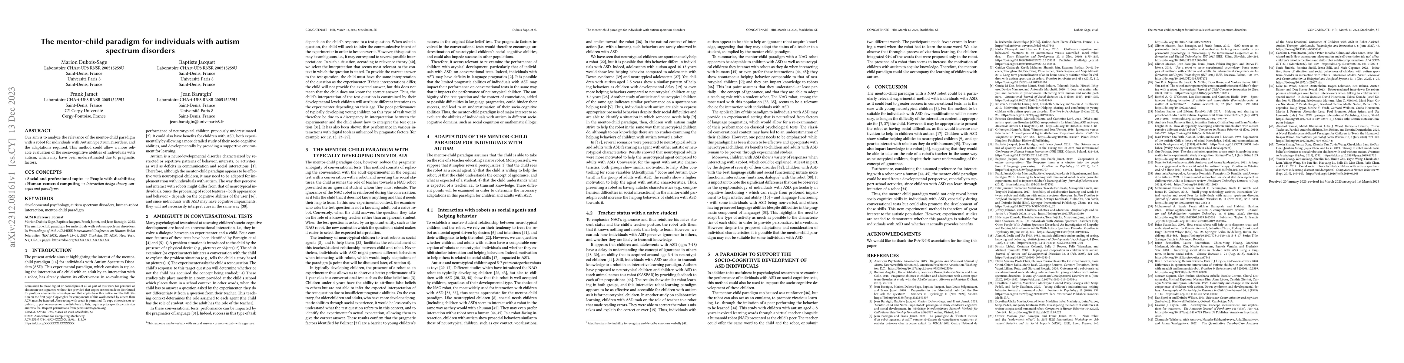 Thumbnail for The mentor-child paradigm for individuals with autism spectrum disorders