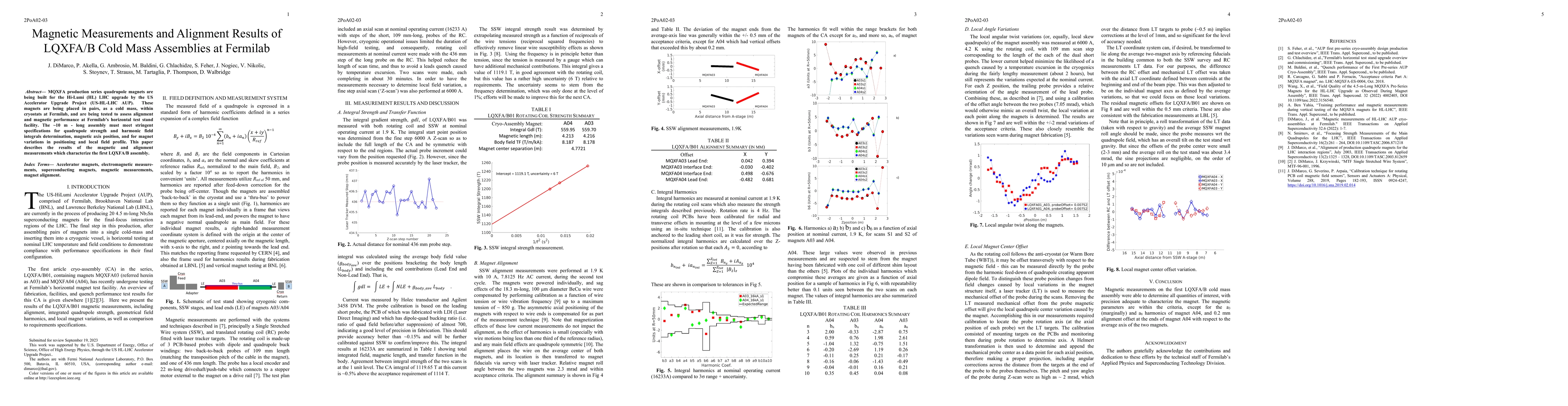 Thumbnail for Magnetic Measurements and Alignment Results of LQXFA/B Cold Mass
  Assemblies at Fermilab