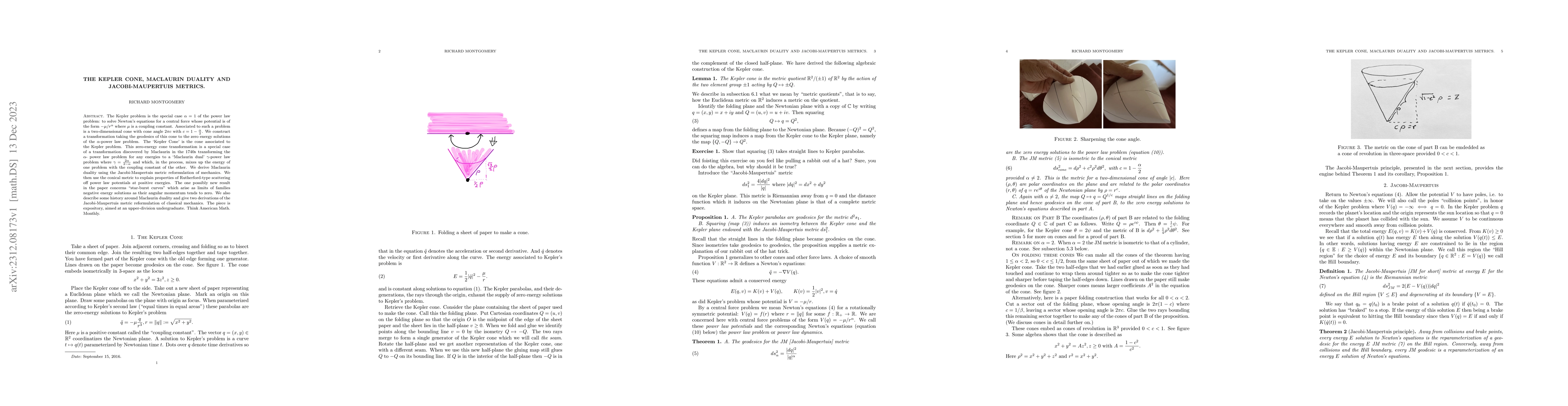 Thumbnail for The Kepler Cone, Maclaurin Duality and Jacobi-Maupertuis metrics