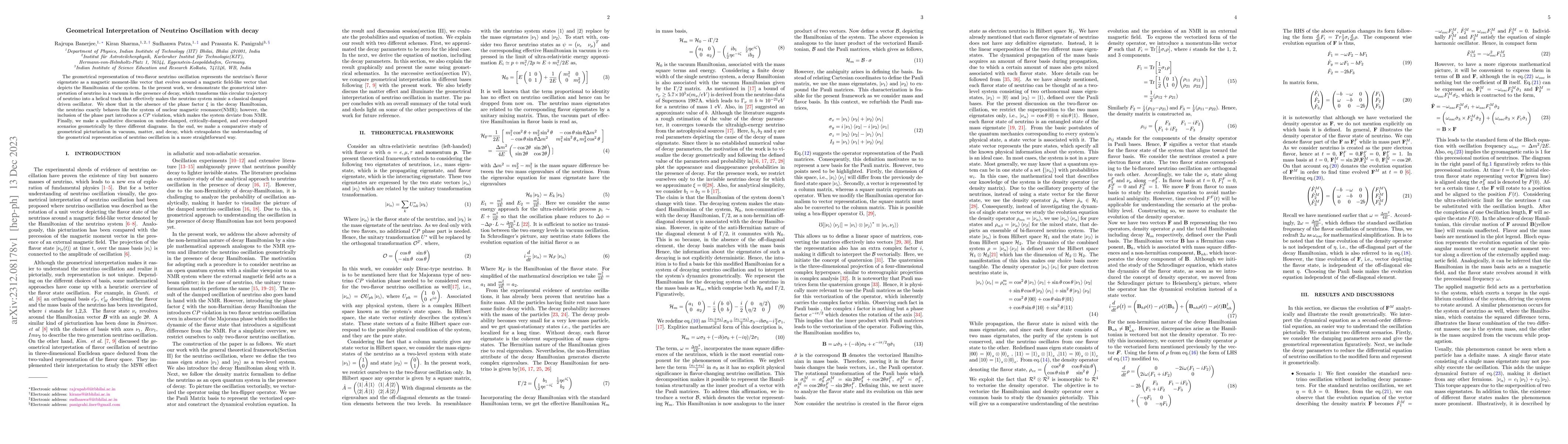 Thumbnail for Geometrical Interpretation of Neutrino Oscillation with decay