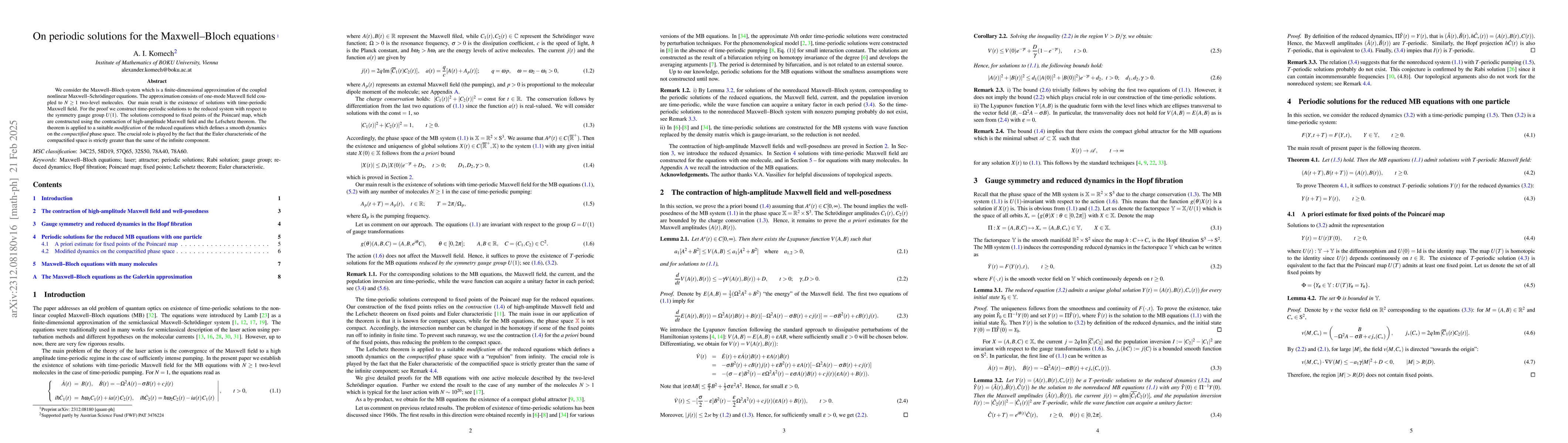 Thumbnail for On periodic solutions and attractors for the Maxwell--Bloch equations