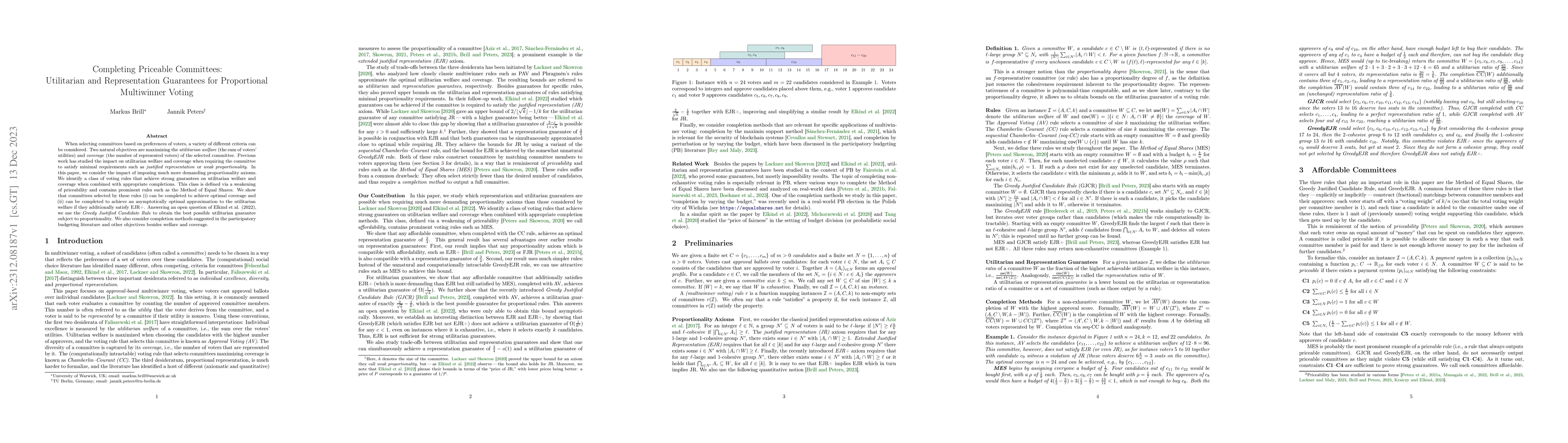 Thumbnail for Completing Priceable Committees: Utilitarian and Representation
  Guarantees for Proportional Multiwinner Voting