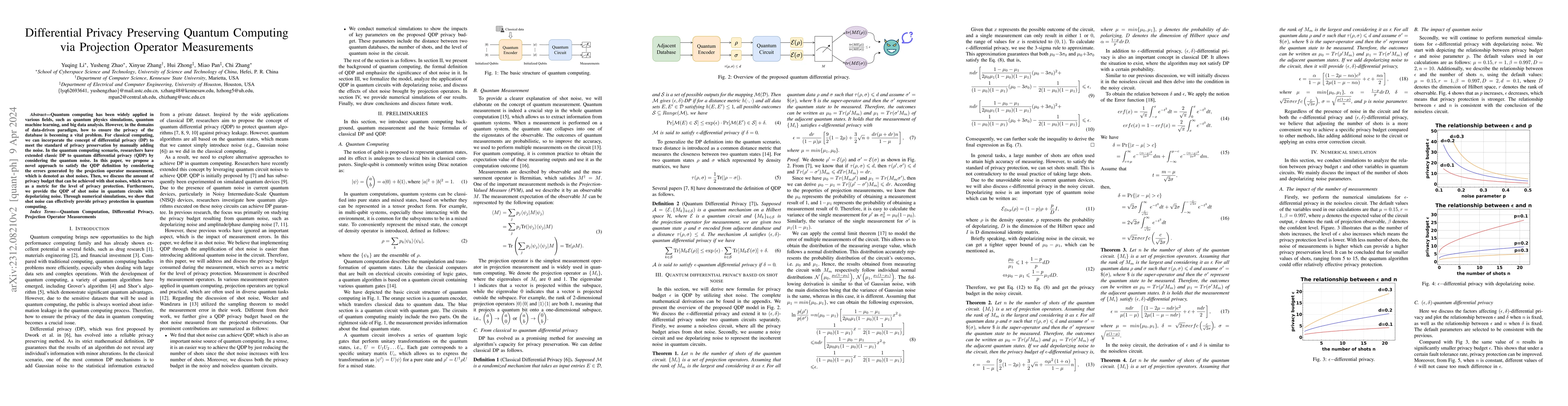 Thumbnail for Differential Privacy Preserving Quantum Computing via Projection
  Operator Measurements