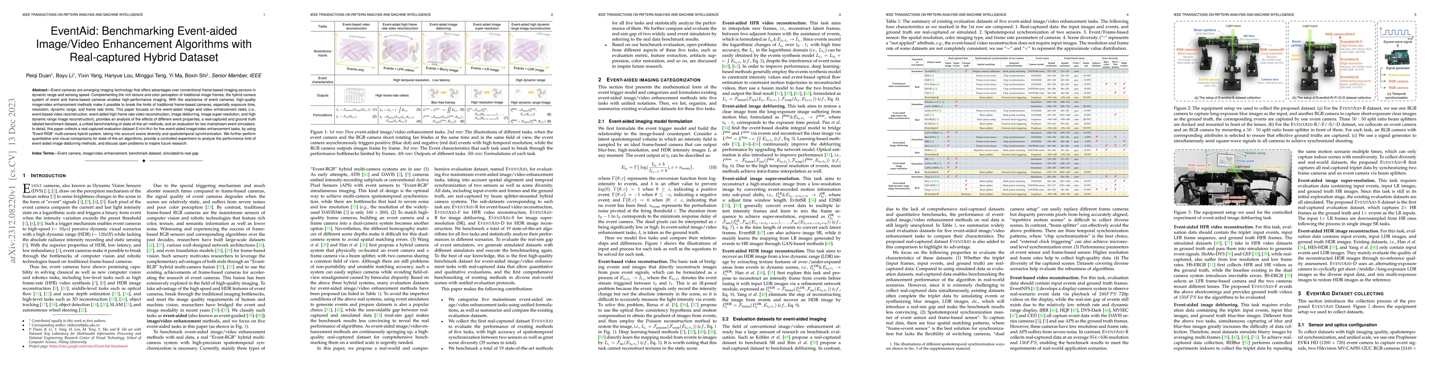 Thumbnail for EventAid: Benchmarking Event-aided Image/Video Enhancement Algorithms
  with Real-captured Hybrid Dataset