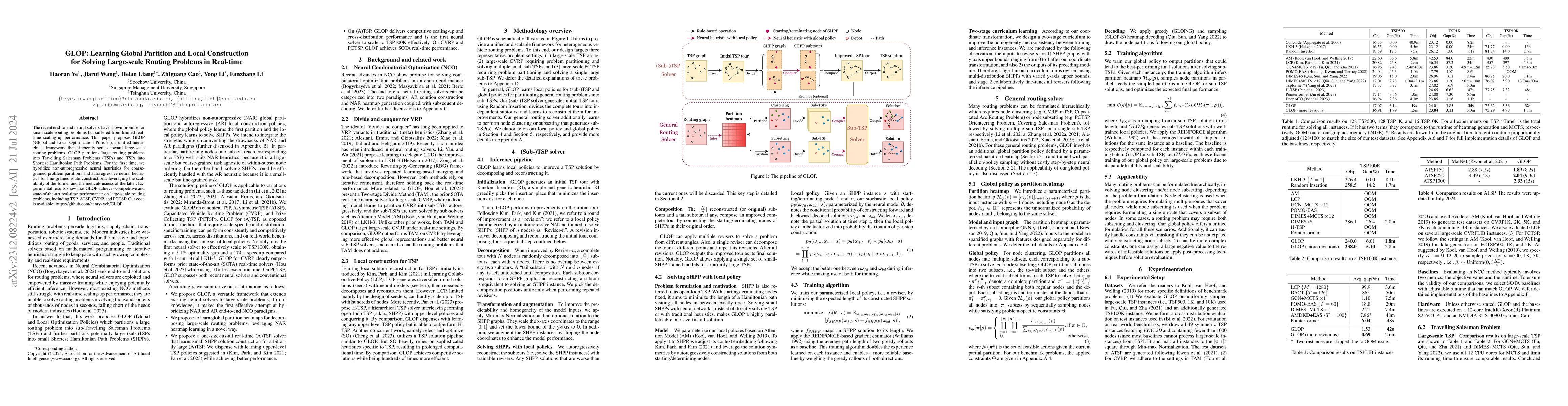 Thumbnail for GLOP: Learning Global Partition and Local Construction for Solving
  Large-scale Routing Problems in Real-time