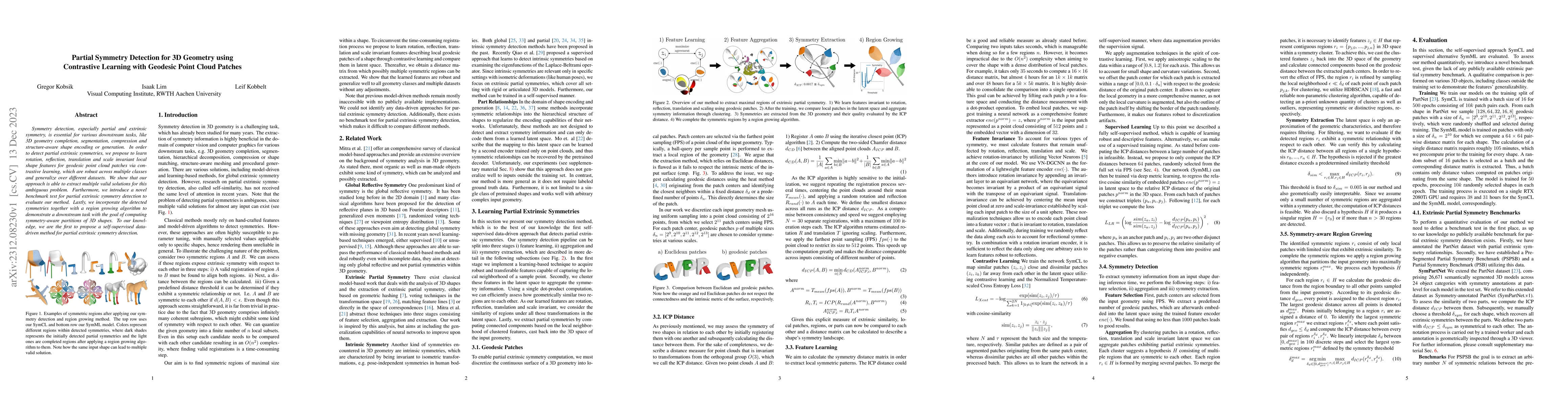 Thumbnail for Partial Symmetry Detection for 3D Geometry using Contrastive Learning
  with Geodesic Point Cloud Patches