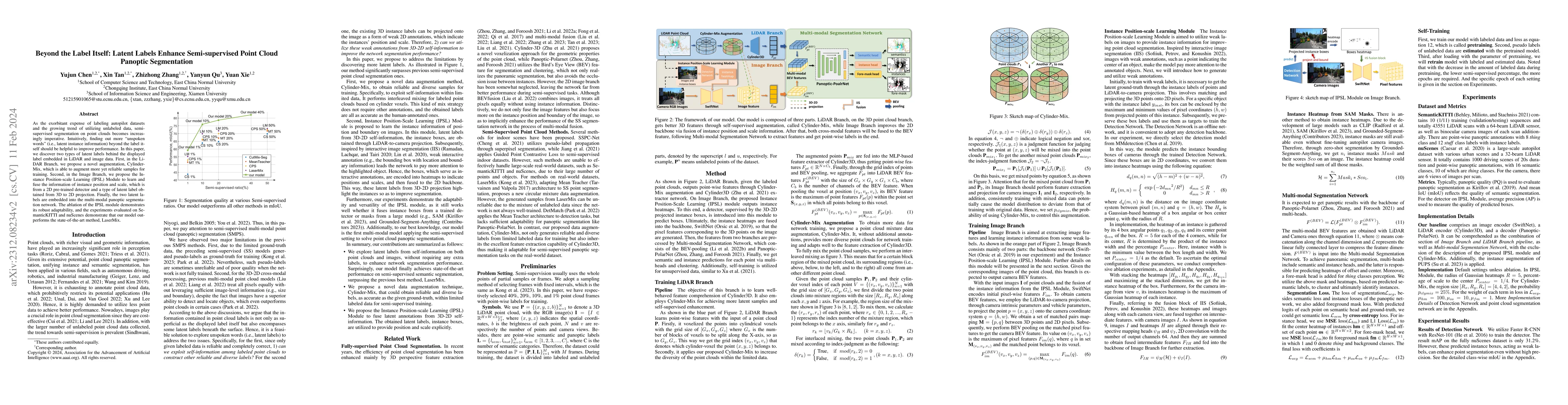 Thumbnail for Beyond the Label Itself: Latent Labels Enhance Semi-supervised Point
  Cloud Panoptic Segmentation