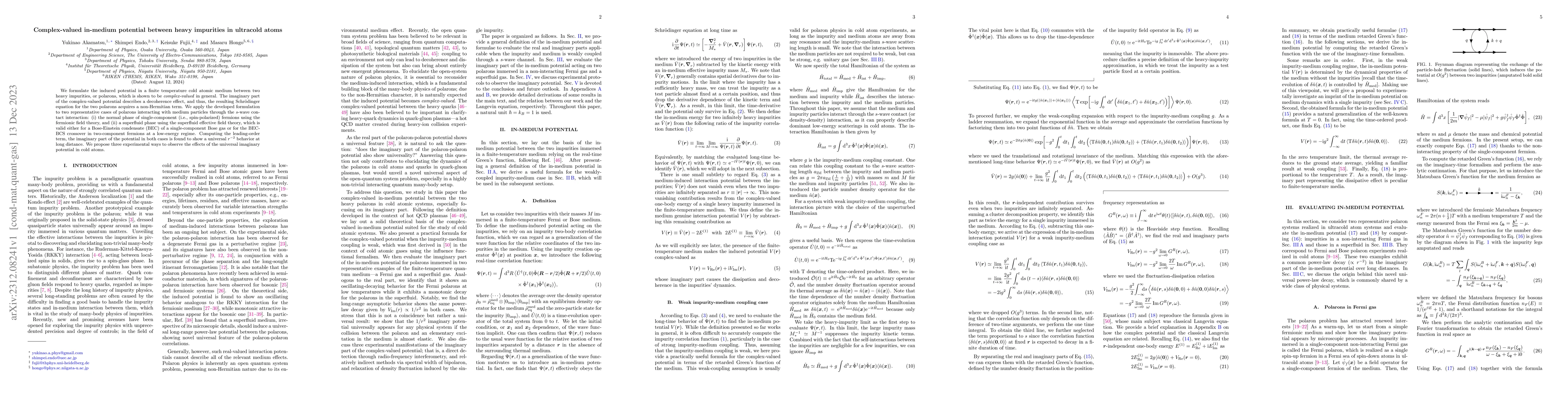 Thumbnail for Complex-valued in-medium potential between heavy impurities in ultracold
  atoms