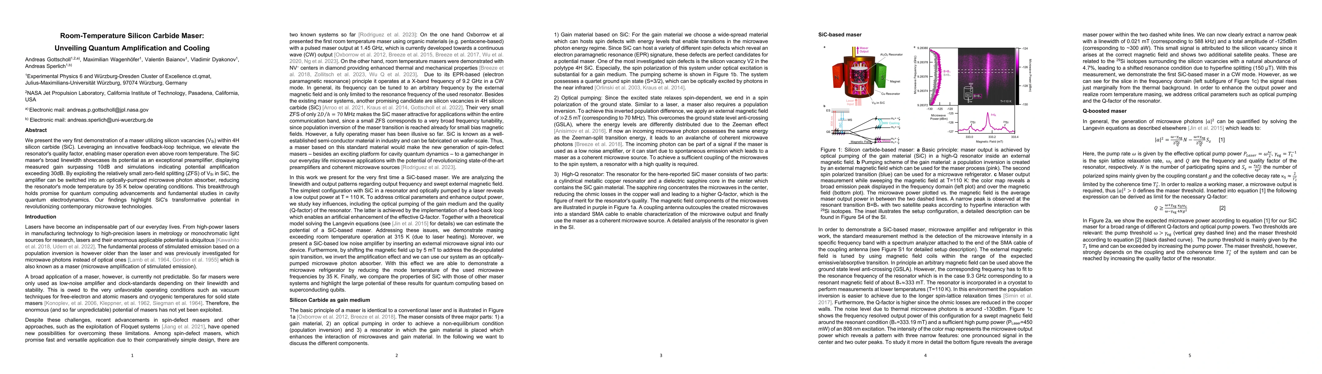 Thumbnail for Room-Temperature Silicon Carbide Maser: Unveiling Quantum Amplification
  and Cooling