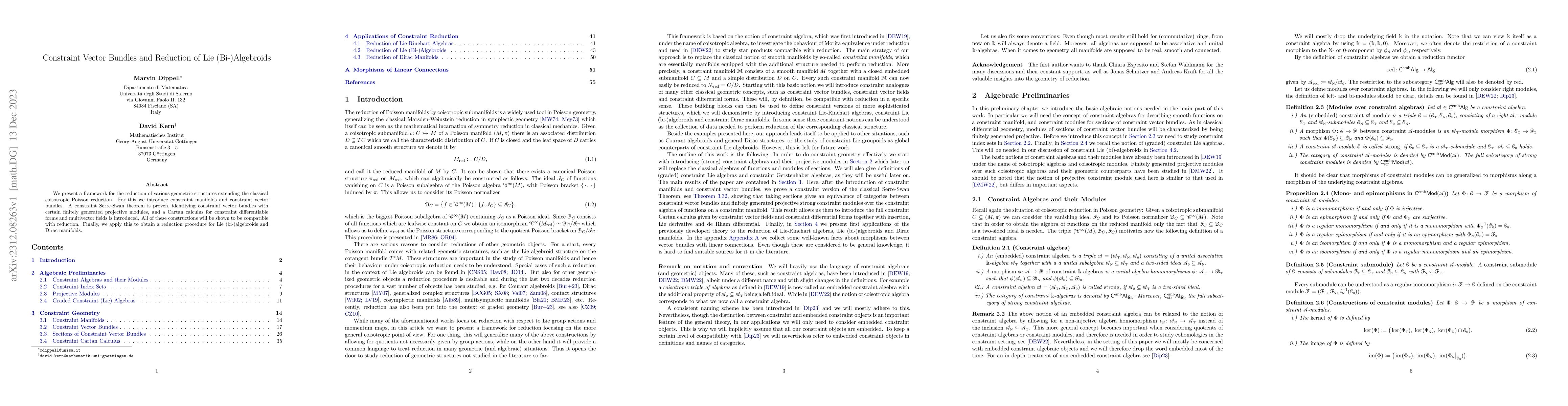 Thumbnail for Constraint Vector Bundles and Reduction of Lie (Bi-)Algebroids