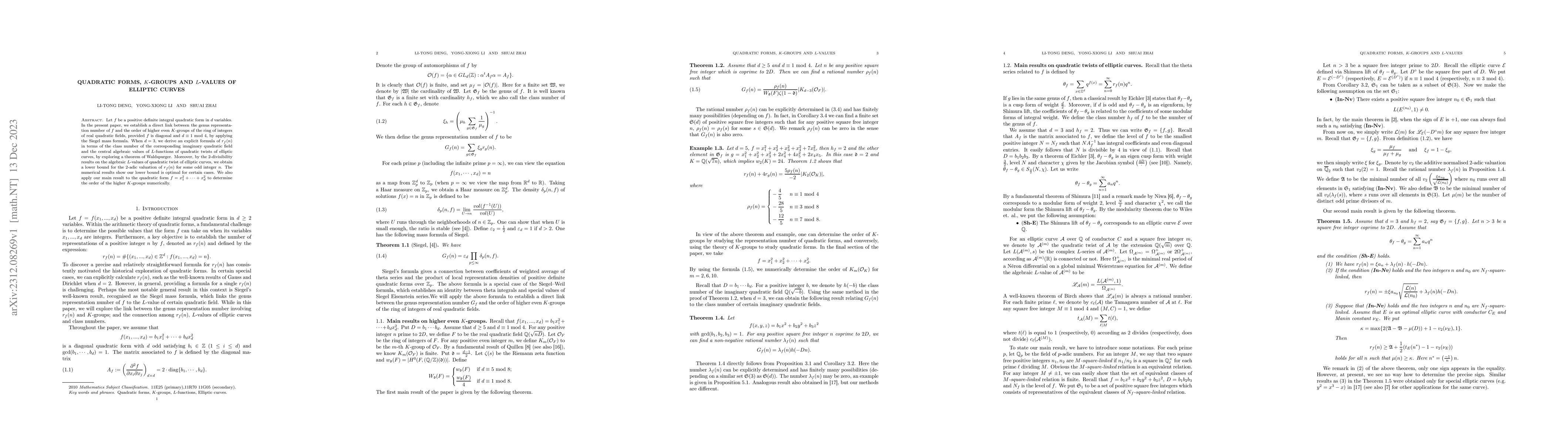 Thumbnail for Quadratic forms, $K$-groups and $L$-values of elliptic curves