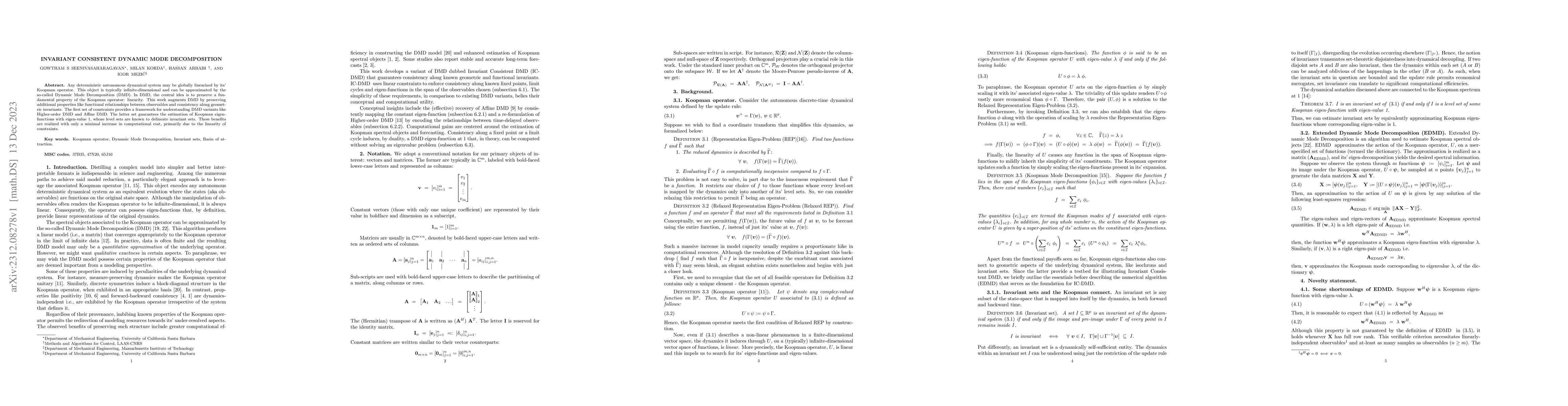 Thumbnail for Invariant Consistent Dynamic Mode Decomposition