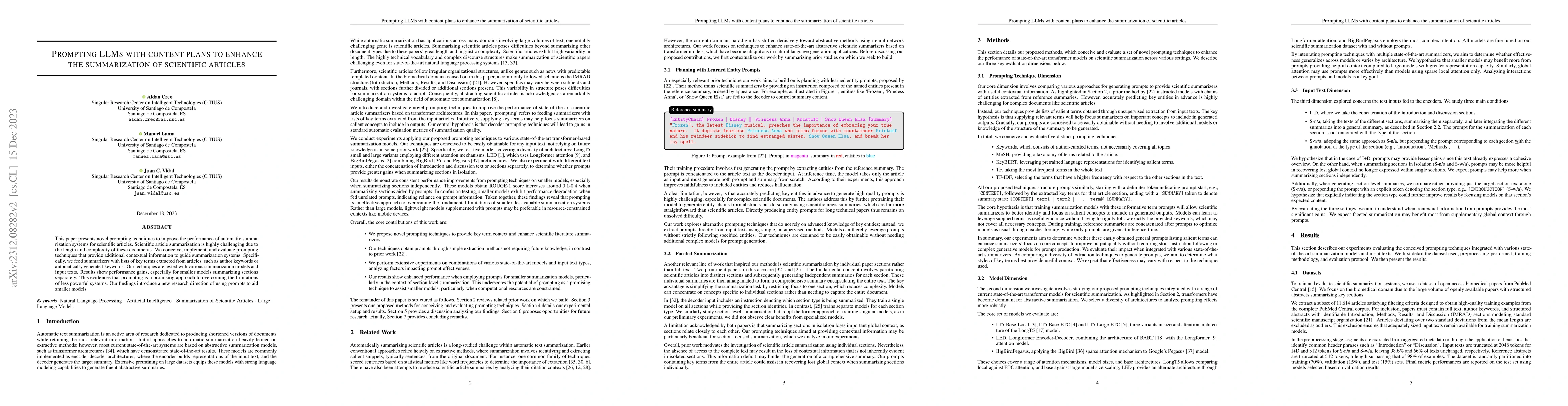 Thumbnail for Prompting LLMs with content plans to enhance the summarization of
  scientific articles