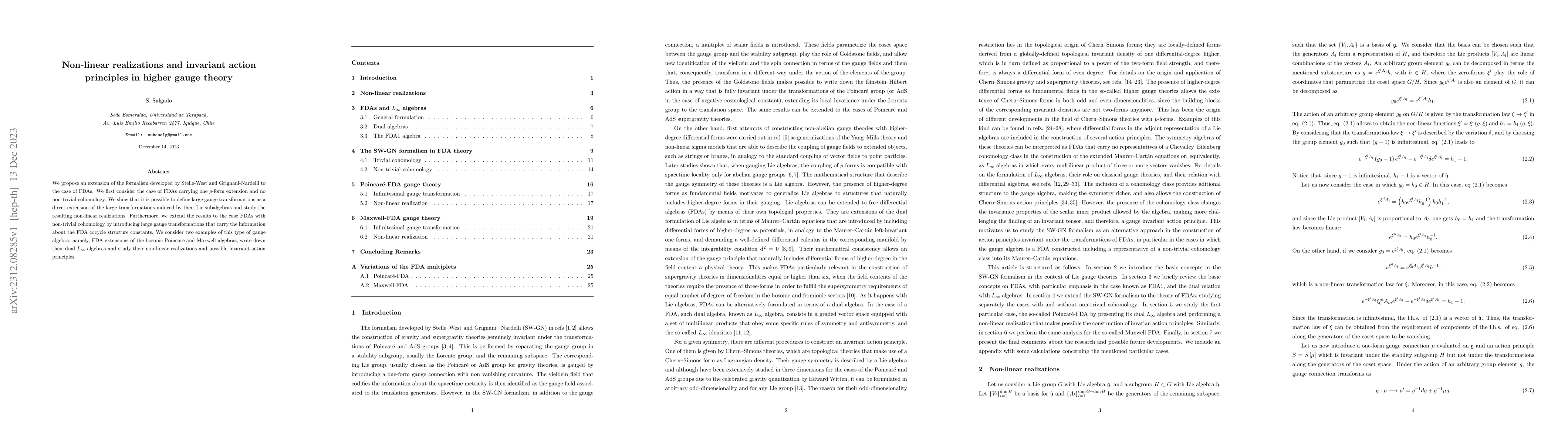 Thumbnail for Non-linear realizations and invariant action principles in higher gauge
  theory