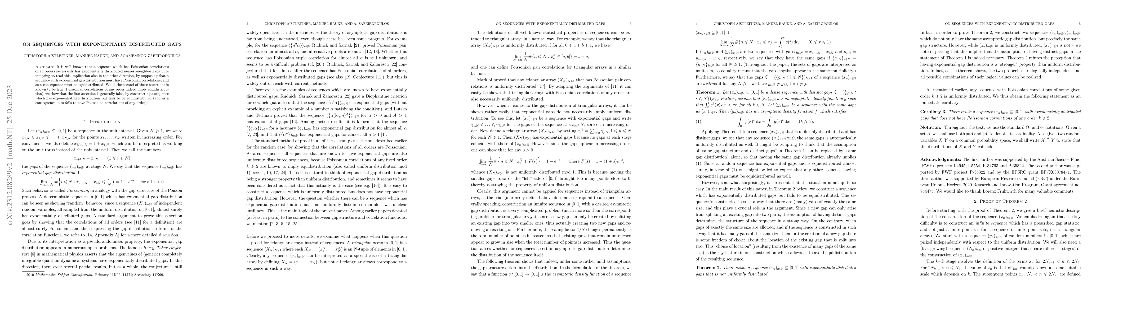 Thumbnail for On Sequences with Exponentially Distributed Gaps