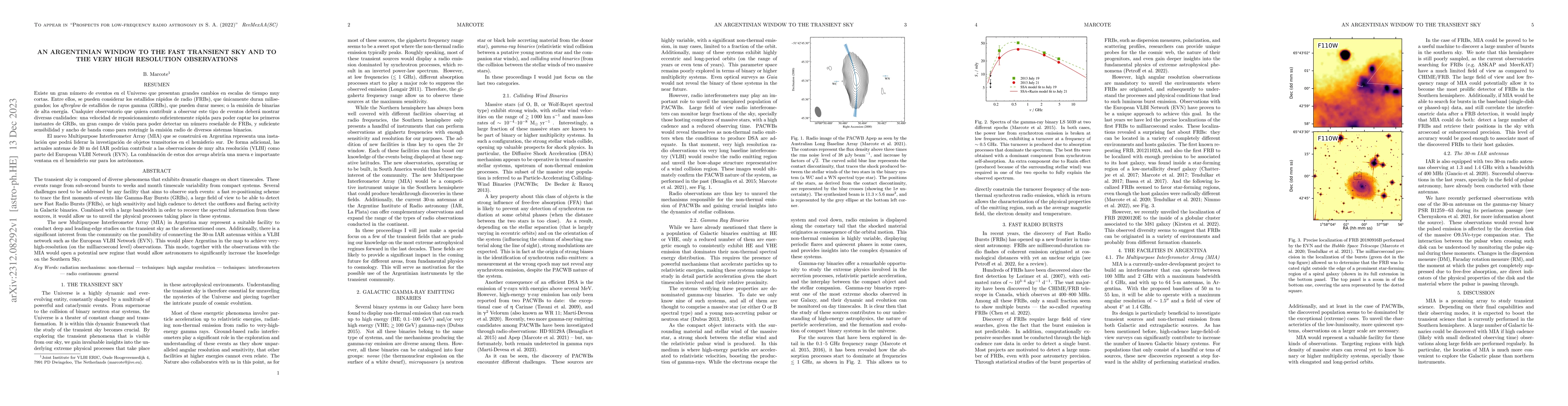 Thumbnail for An Argentinian window to the fast transient sky and to the very high
  resolution observations
