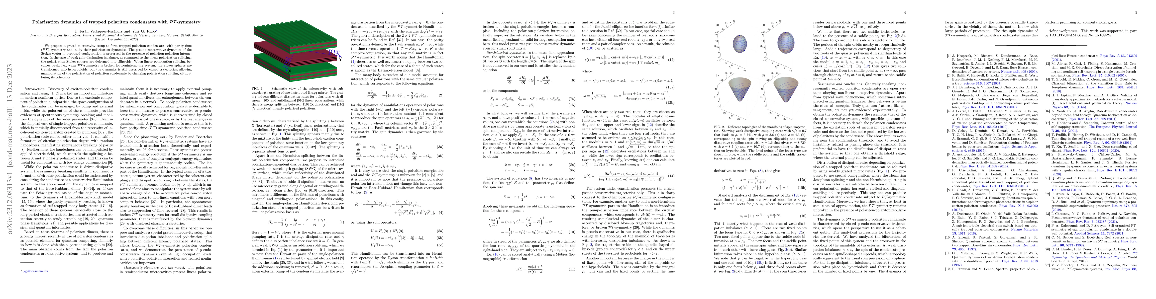 Thumbnail for Polarization dynamics of trapped polariton condensates with
  $\mathcal{PT}$-symmetry