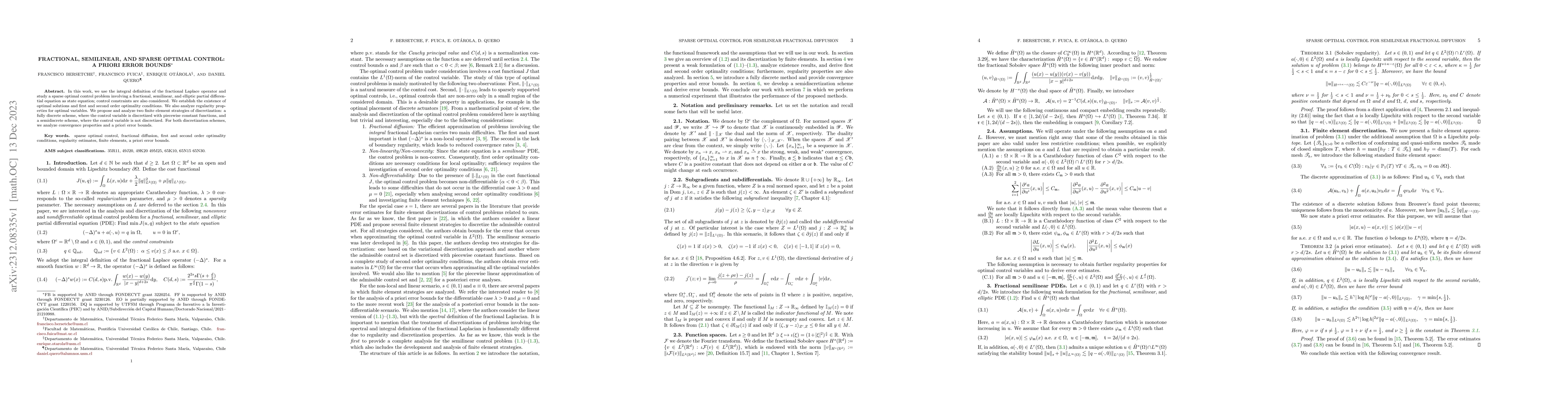Thumbnail for Fractional, semilinear, and sparse optimal control: a priori error
  bounds