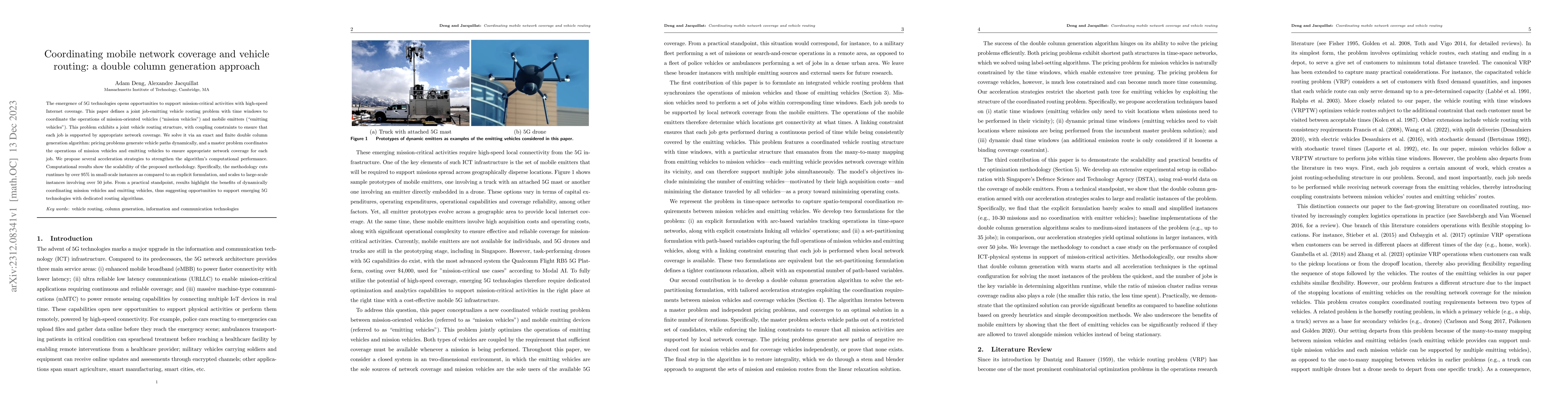 Thumbnail for Coordinating mobile network coverage and vehicle routing: a double
  column generation approach